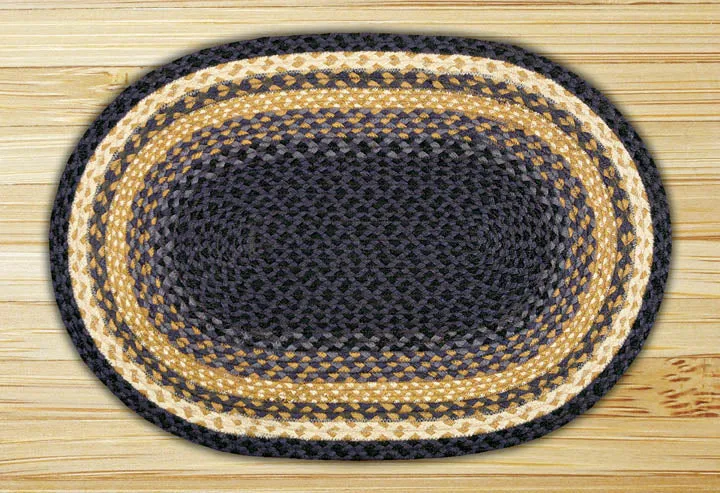 Light & Dark Blue/Mustard C-079 Jute Braided Rug