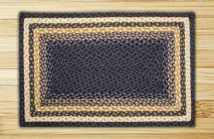 Light & Dark Blue/Mustard C-079 Jute Braided Rug