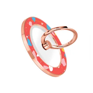 Living Coral Terrazzo - Rose Gold MagSafe Phone Grip and Ring Holder Stand