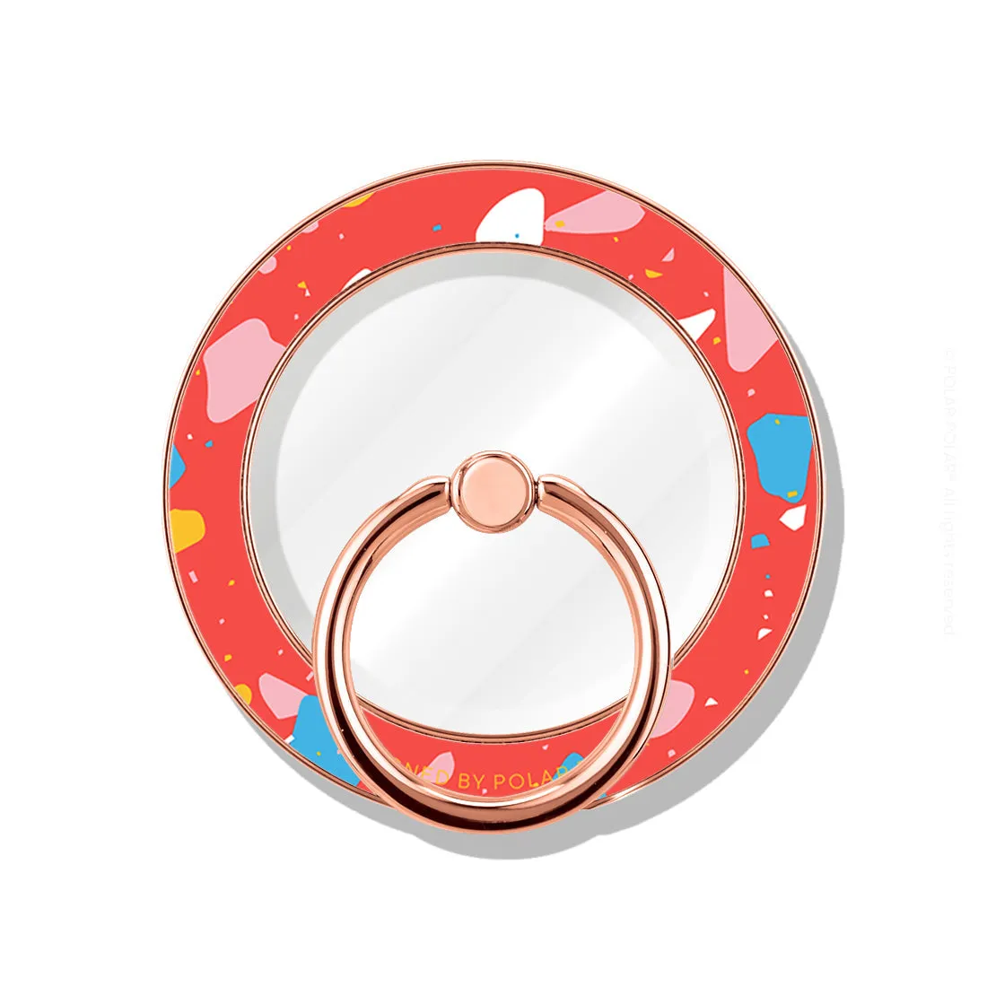 Living Coral Terrazzo - Rose Gold MagSafe Phone Grip and Ring Holder Stand