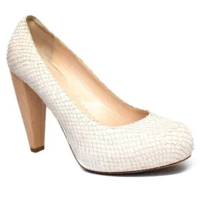 Loeffler Randall Cream Esther Wood Heel Pump