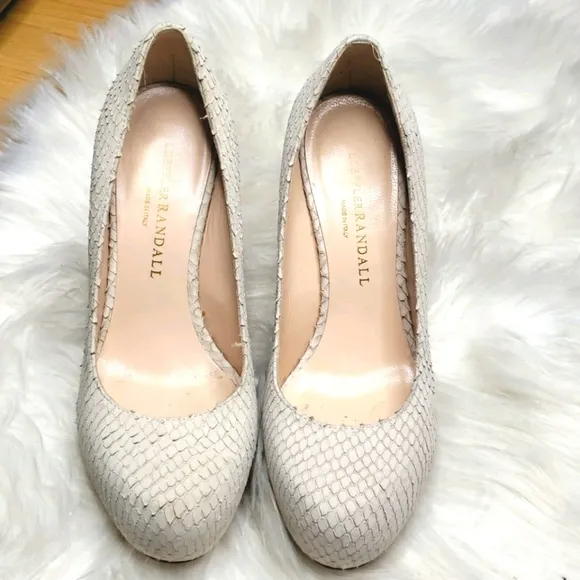 Loeffler Randall Cream Esther Wood Heel Pump