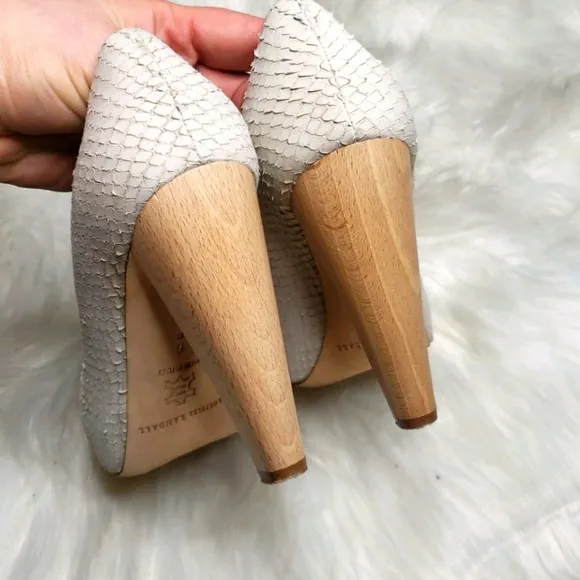 Loeffler Randall Cream Esther Wood Heel Pump