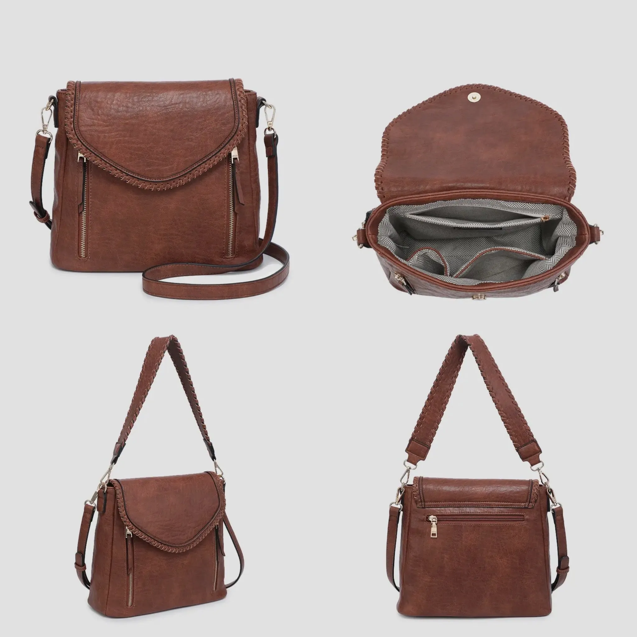 Lorelei | Double Zip Whipstitch Crossbody