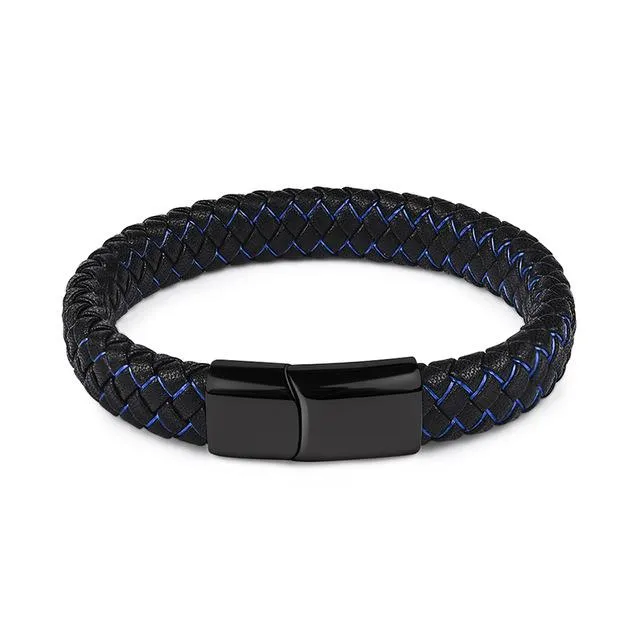 Magnetic Clasp Braided  Leather Bracelet