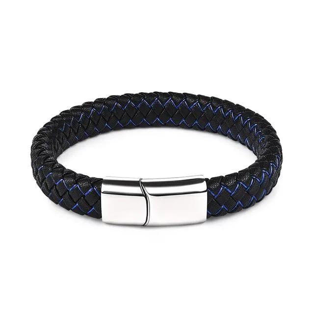 Magnetic Clasp Braided  Leather Bracelet