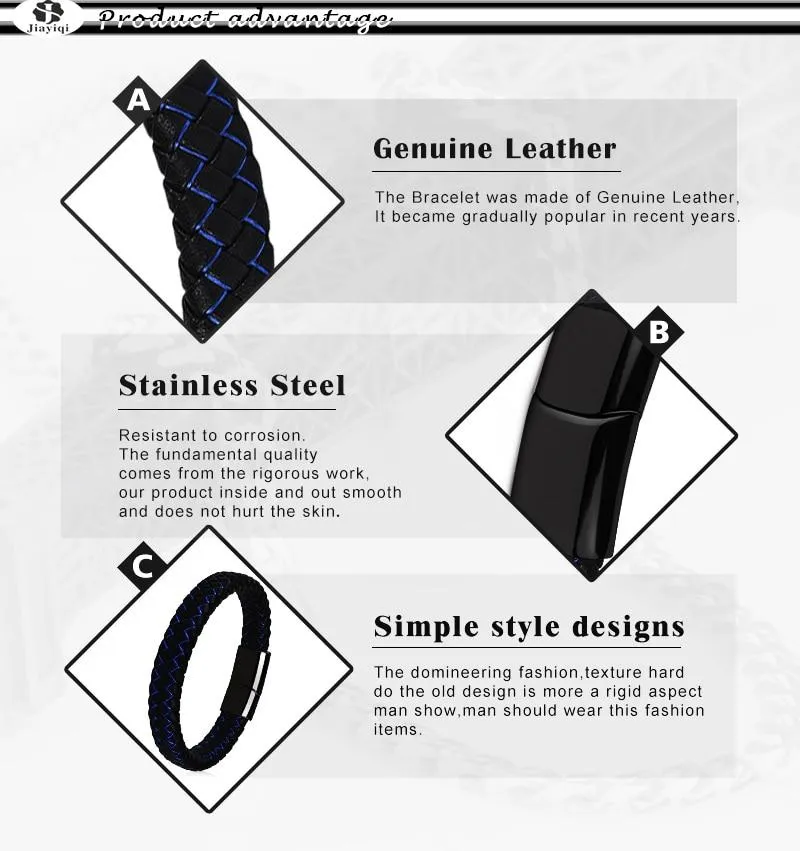 Magnetic Clasp Braided  Leather Bracelet