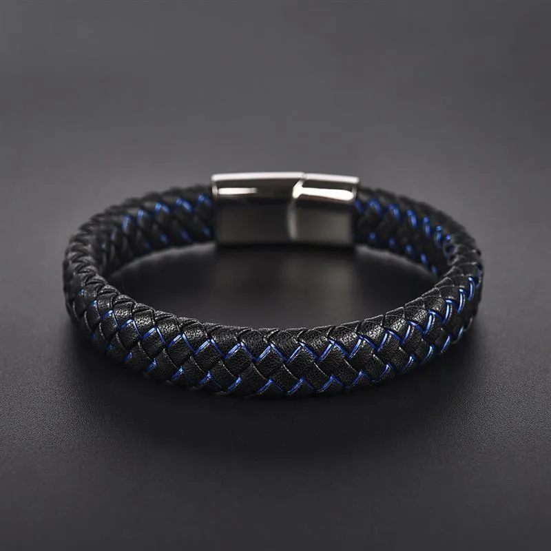 Magnetic Clasp Braided  Leather Bracelet