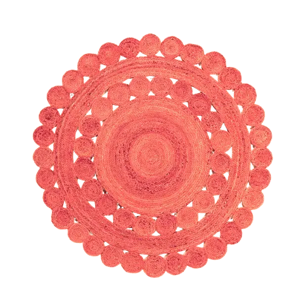 Maia Classic Circles Round Jute Rug - Red