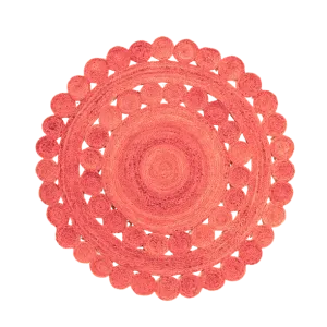 Maia Classic Circles Round Jute Rug - Red