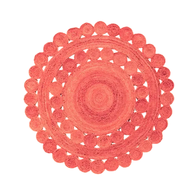 Maia Classic Circles Round Jute Rug - Red