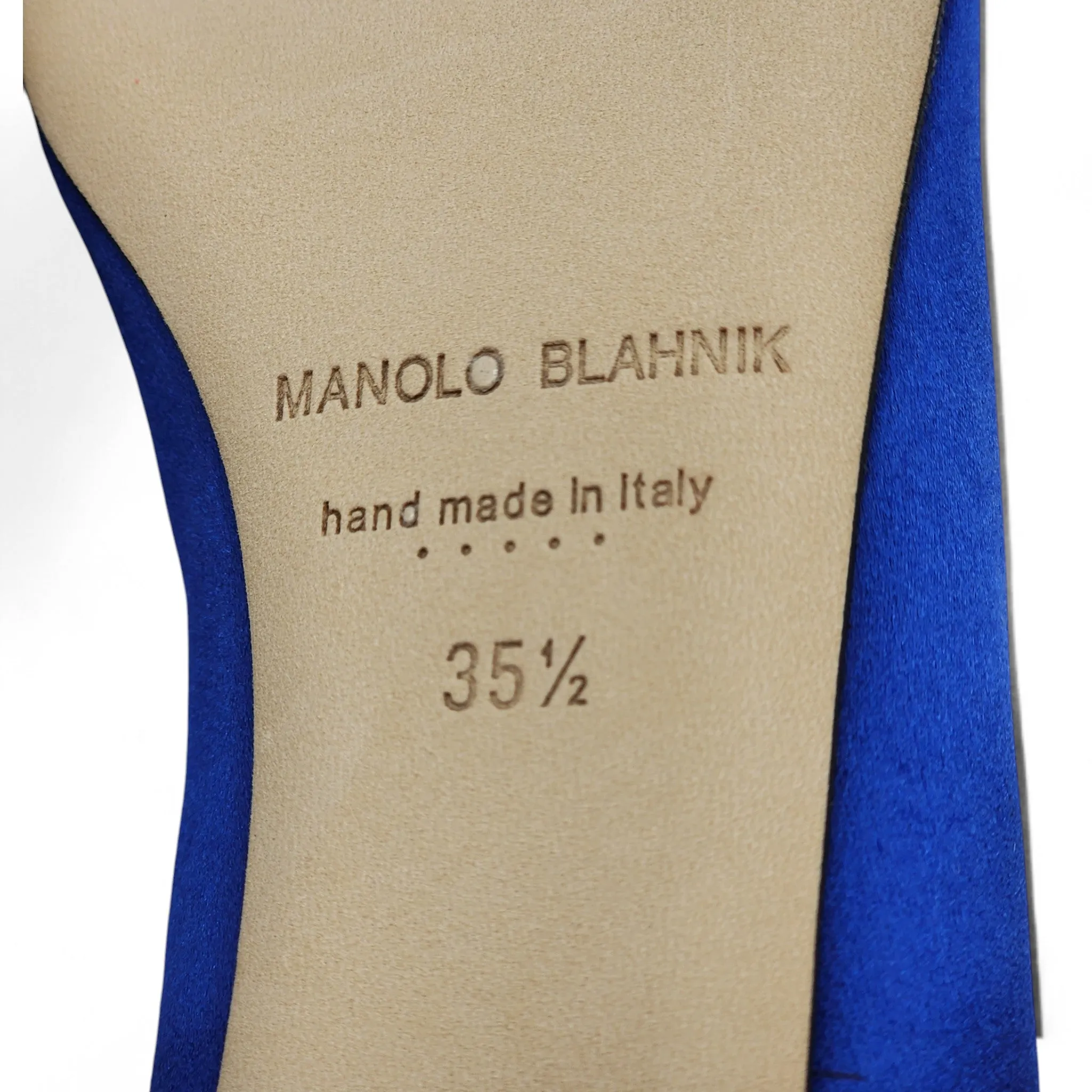 Manolo Blahnik Hangisiflat Jewel Buckle Flat Pumps - Satin - Blue 35.5