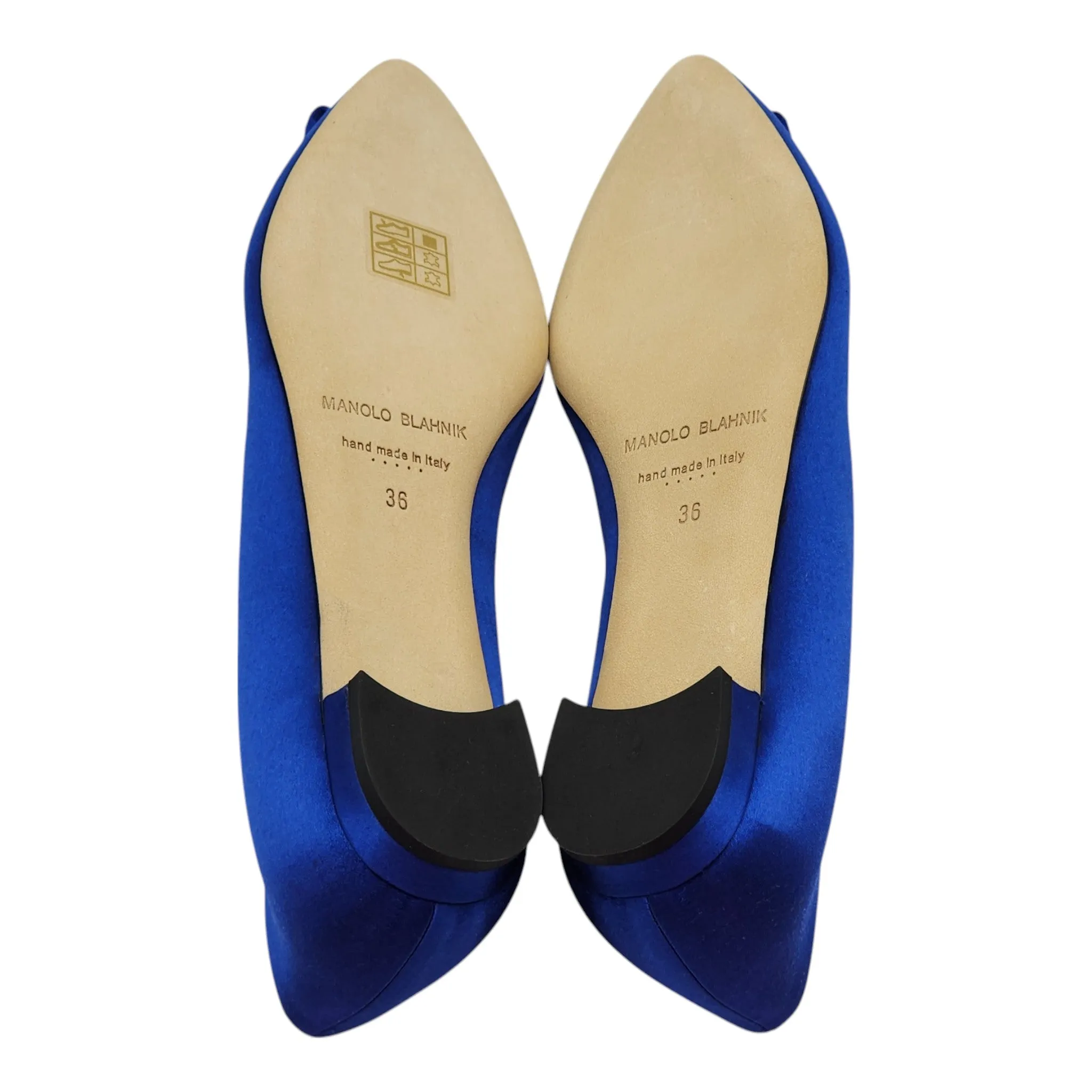 Manolo Blahnik Hangisiflat Jewel Buckle Flat Pumps - Satin - Blue 36