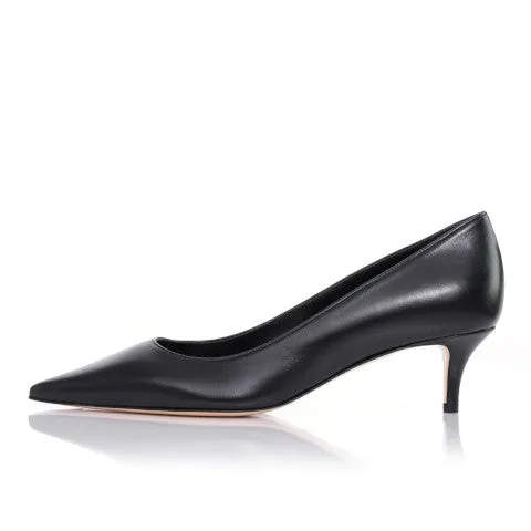 Marion Parke Classic Pump 45 Black Leather Kitten Heel