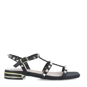 Menbur Black Gold Stud Strap Sandals
