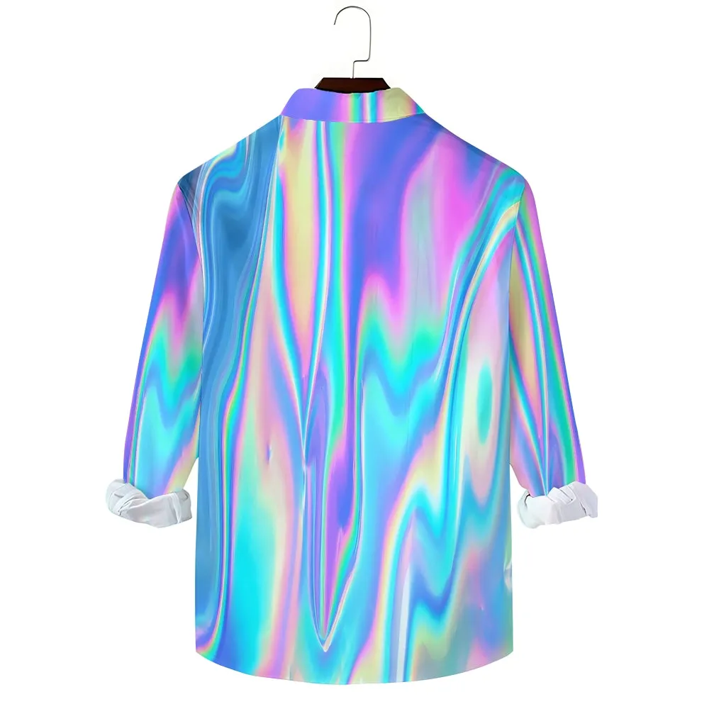 Men's Casual Gradient Color Printed Long Sleeve Shirt 2401000059
