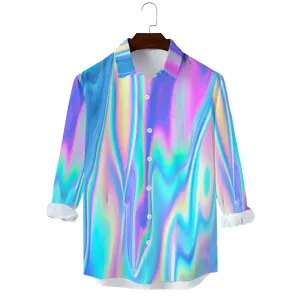 Men's Casual Gradient Color Printed Long Sleeve Shirt 2401000059