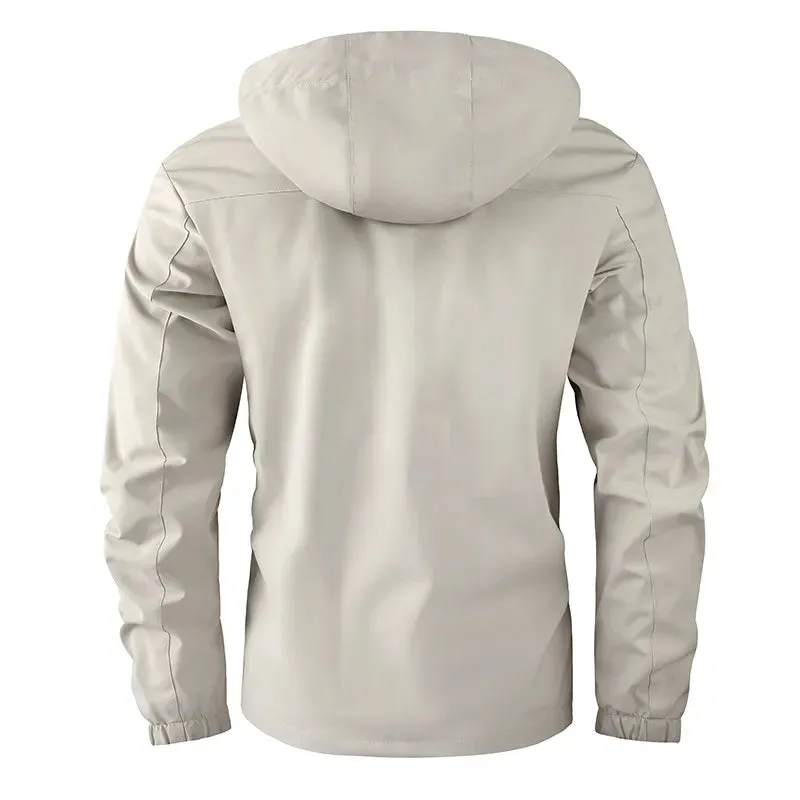 Men's Casual Windbreaker Hooded  Waterproof Outdoor Soft Jacket