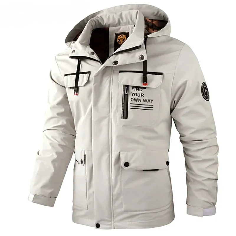 Men's Casual Windbreaker Hooded  Waterproof Outdoor Soft Jacket