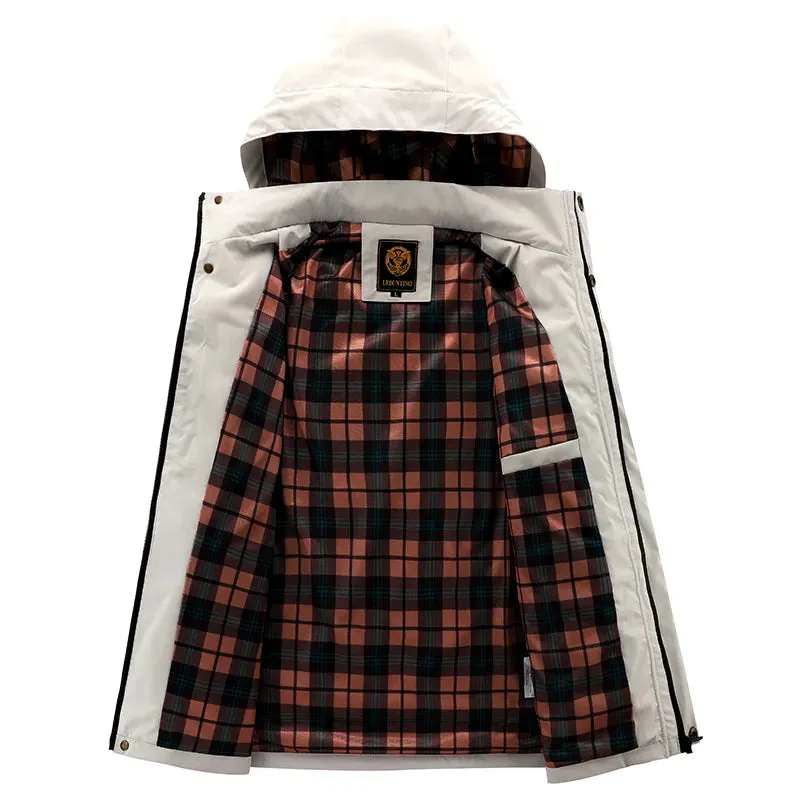 Men's Casual Windbreaker Hooded  Waterproof Outdoor Soft Jacket