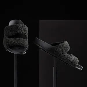 Men's Double Strap Shearling Slide - Black