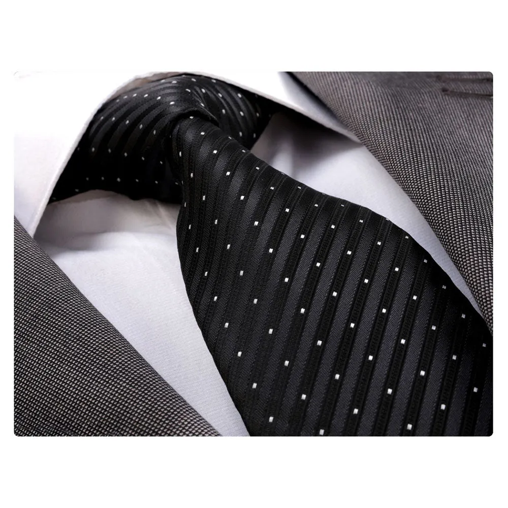 Men's jacquard Black White Premium Neck Tie With Gift Box