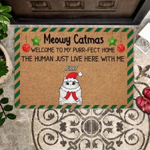 Meowy Catmas Welcome To Our Purr-fect Home Personalized Doormat