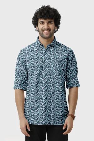 Miami - Blue Printed Casual Shirts for Men | Ariser