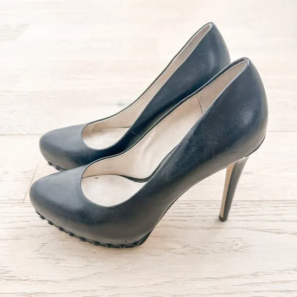Michael Kors Ailee Leather Studded Platform Heeled Pumps Black Size 6