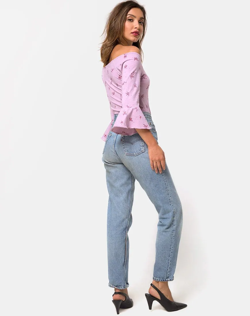 Mingga Off The Shoulder Top in Forget Me Not Lilac