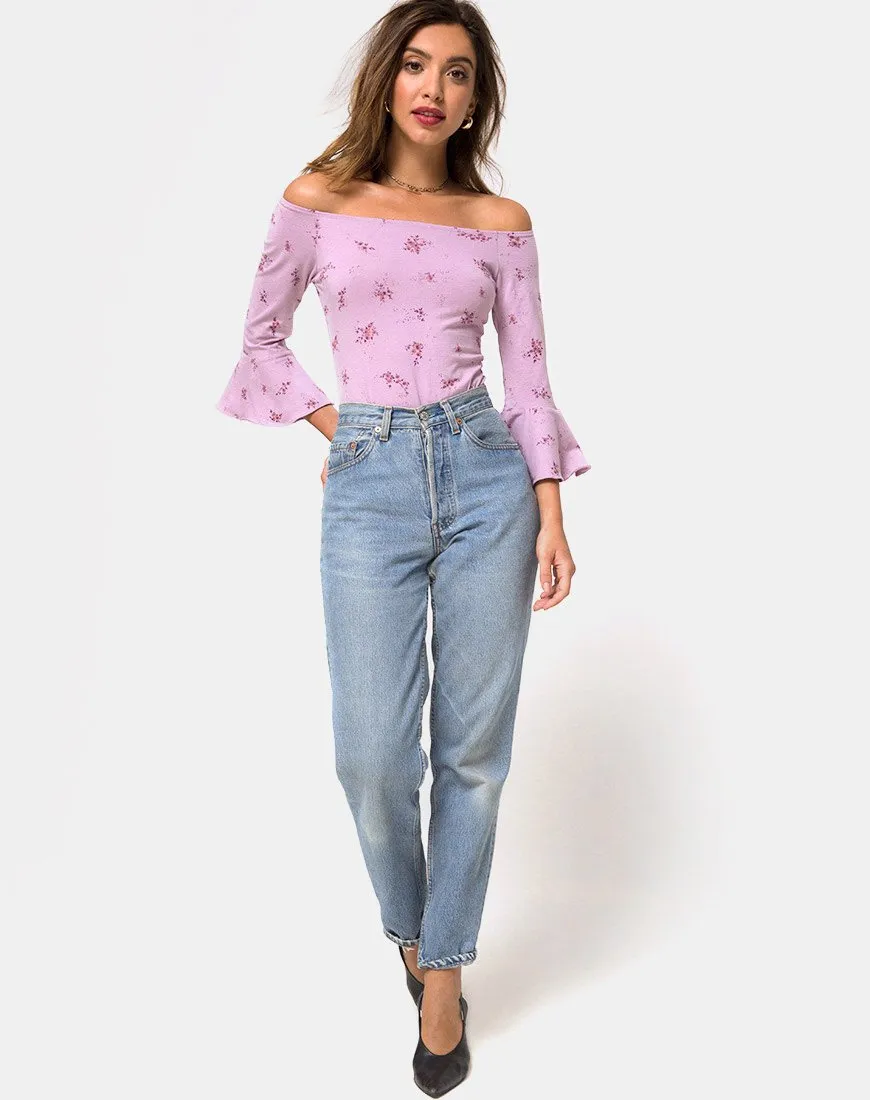 Mingga Off The Shoulder Top in Forget Me Not Lilac