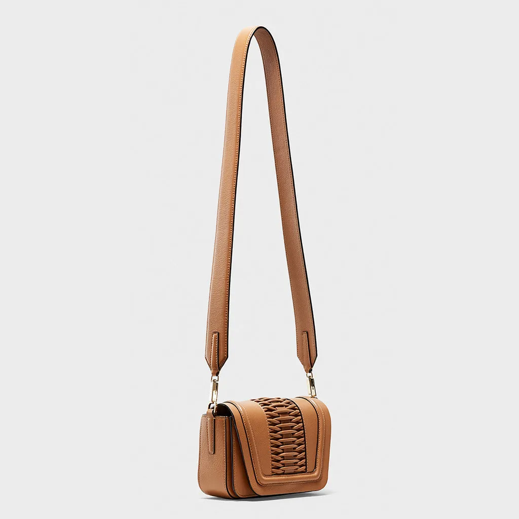 Mini Eugenia braided camel crossbody