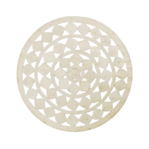 Mini Square Round Jute Rug - White