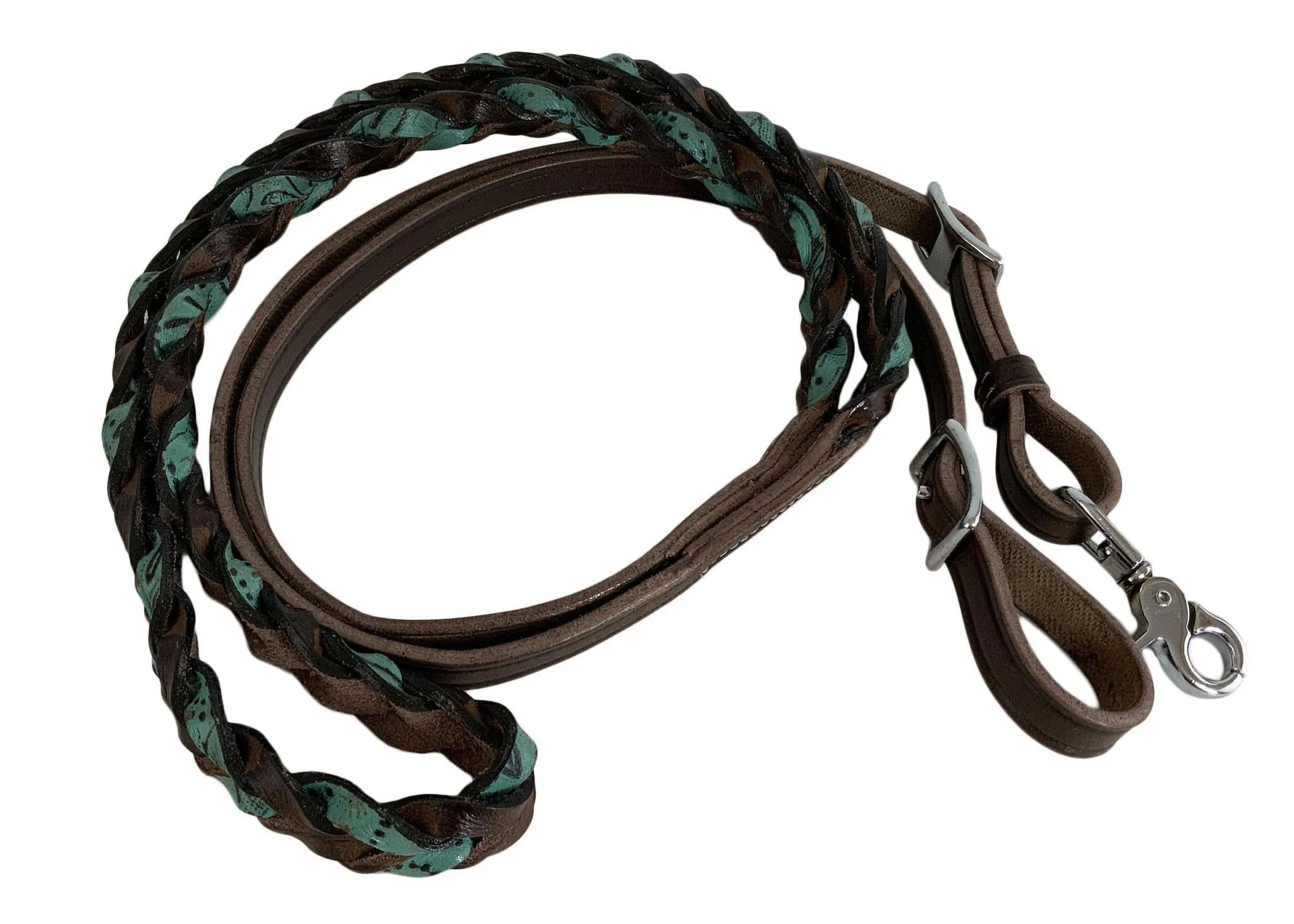 Miracle Braid leather contest/roping rein with buckles