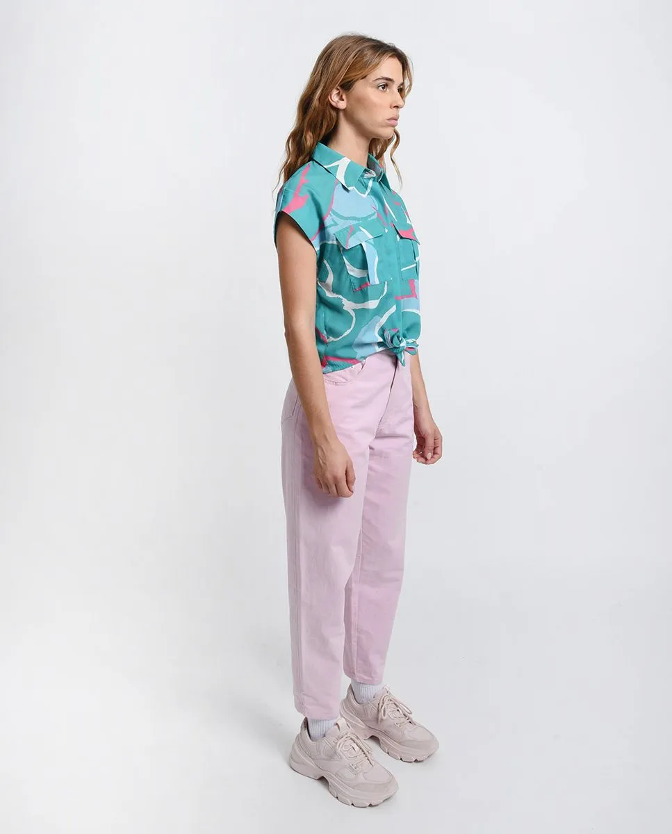 MOLLY BRACKEN PRINTED COLOR BLOCK SHIRT