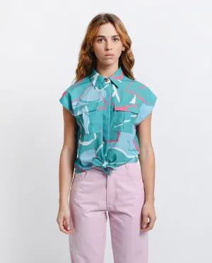 MOLLY BRACKEN PRINTED COLOR BLOCK SHIRT