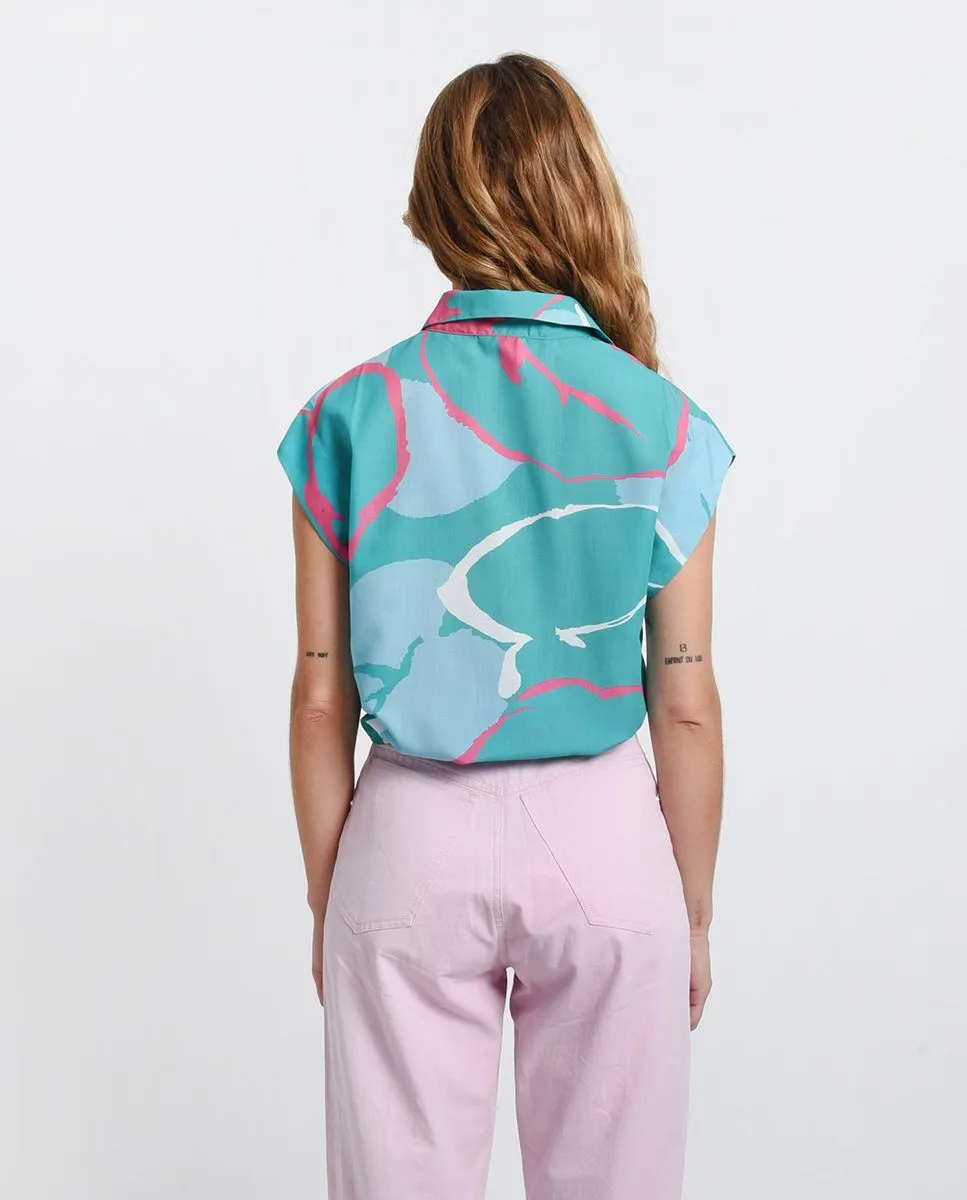 MOLLY BRACKEN PRINTED COLOR BLOCK SHIRT