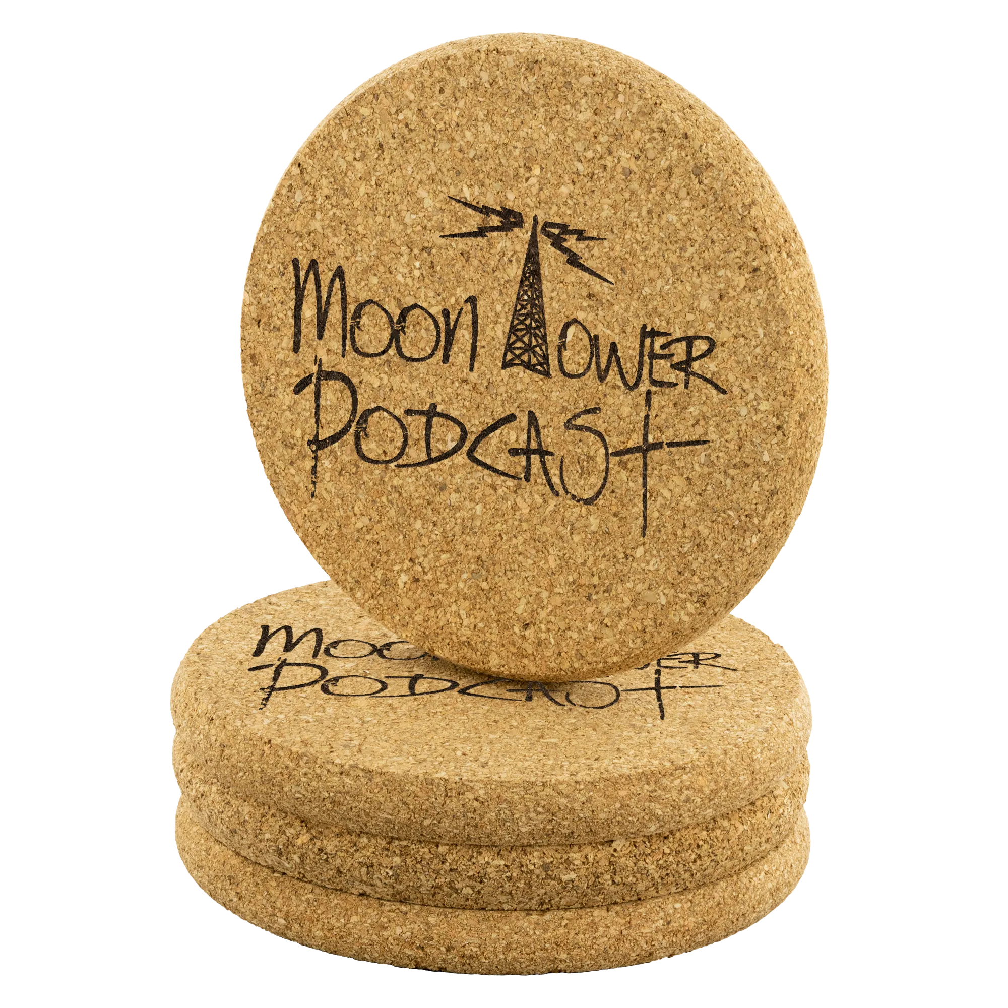 Moon Tower Podcast - Cork Coaster Set