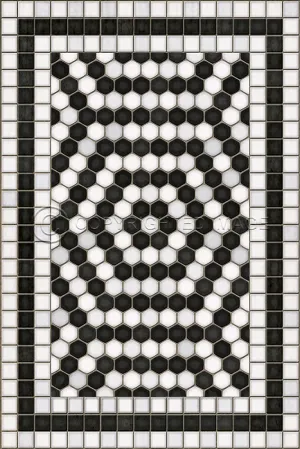 Mosaic E "Jackson Heights" Vinyl Floorcloth - Spicher & Co.