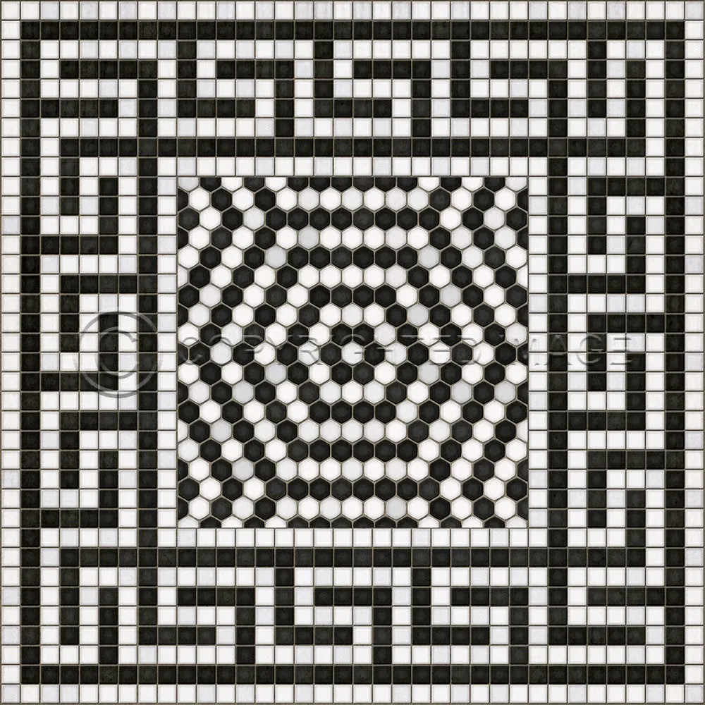 Mosaic E "Jackson Heights" Vinyl Floorcloth - Spicher & Co.