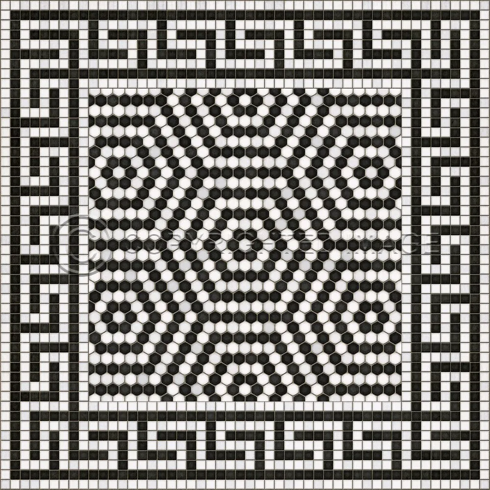 Mosaic E "Jackson Heights" Vinyl Floorcloth - Spicher & Co.