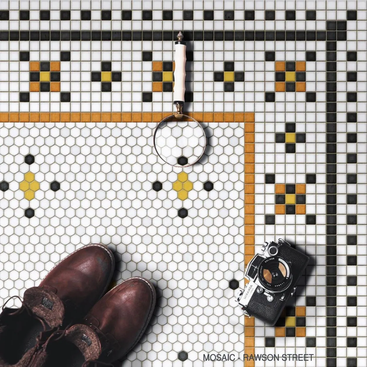 Mosaic G "Rawson Street" Vinyl Floorcloth - Spicher & Co.