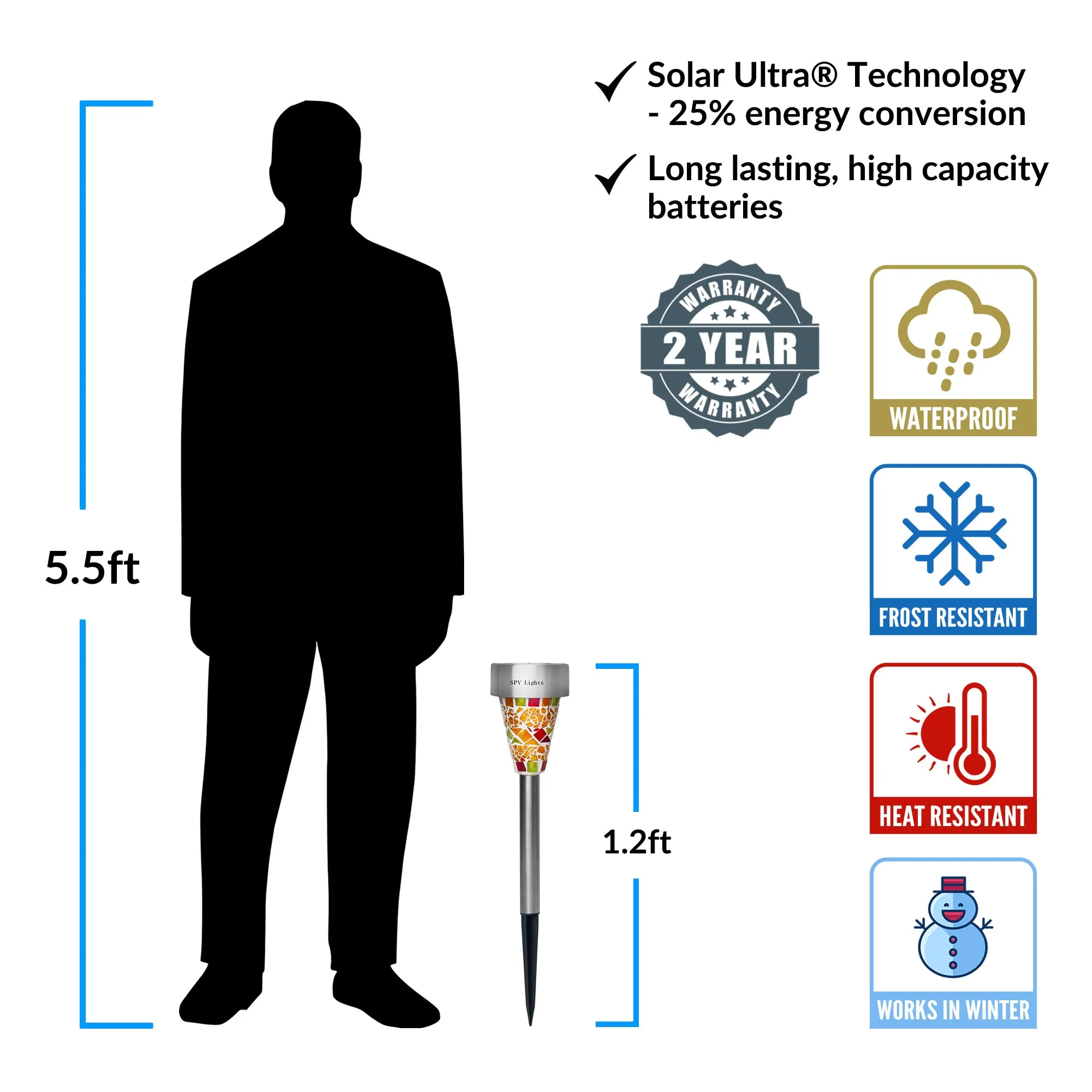 Mosaic Solar Border Lights (Set of 6)