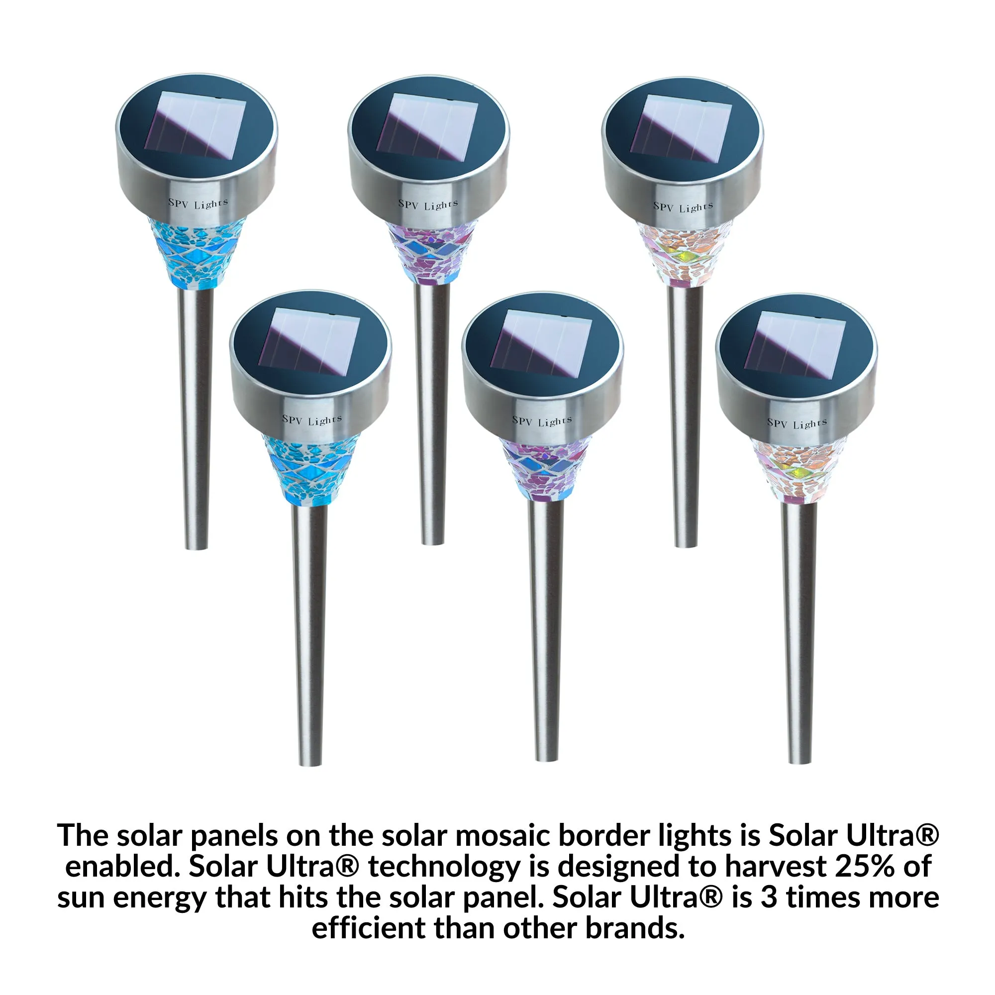 Mosaic Solar Border Lights (Set of 6)