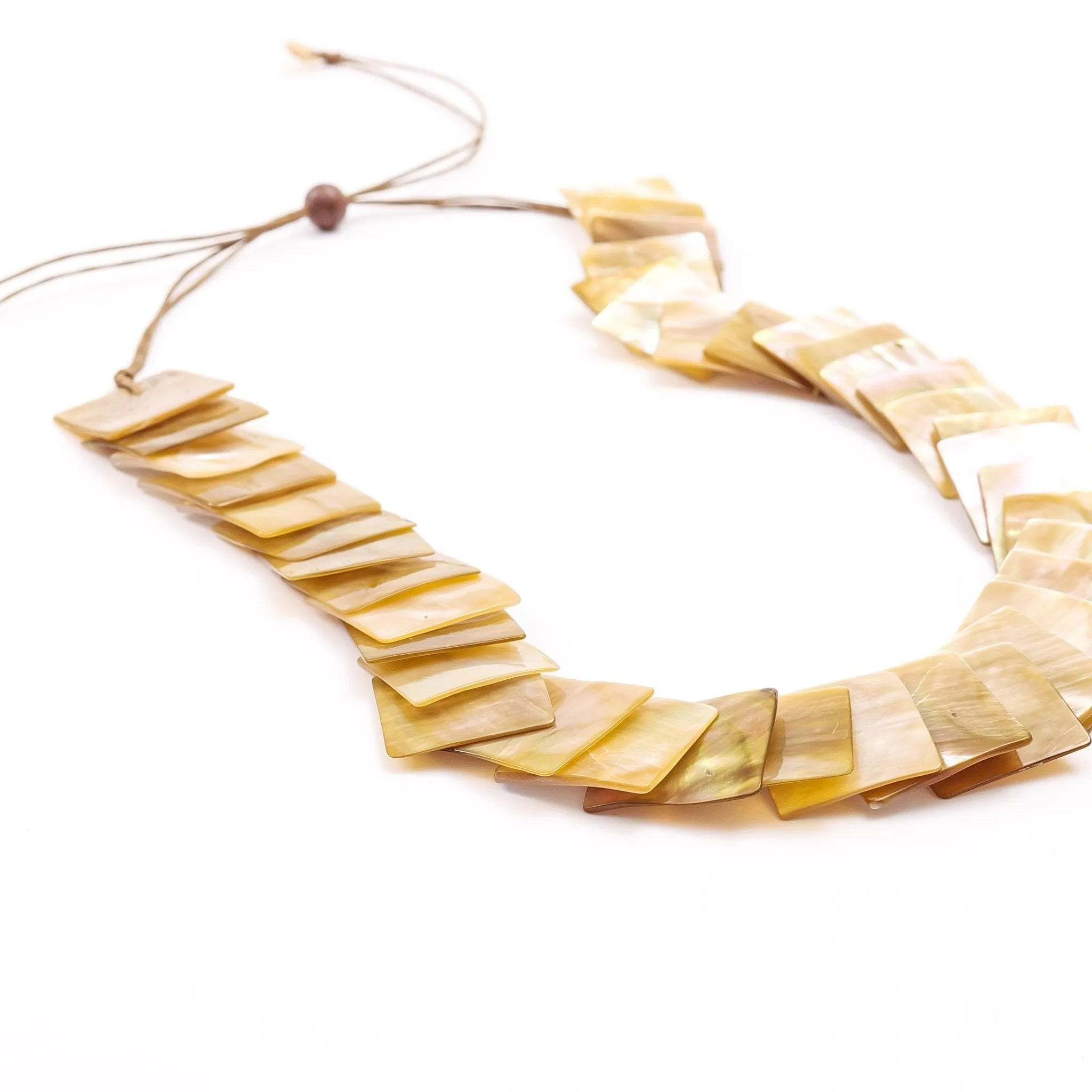 Mother of Pearl Long Necklace - Playa Nude Brown
