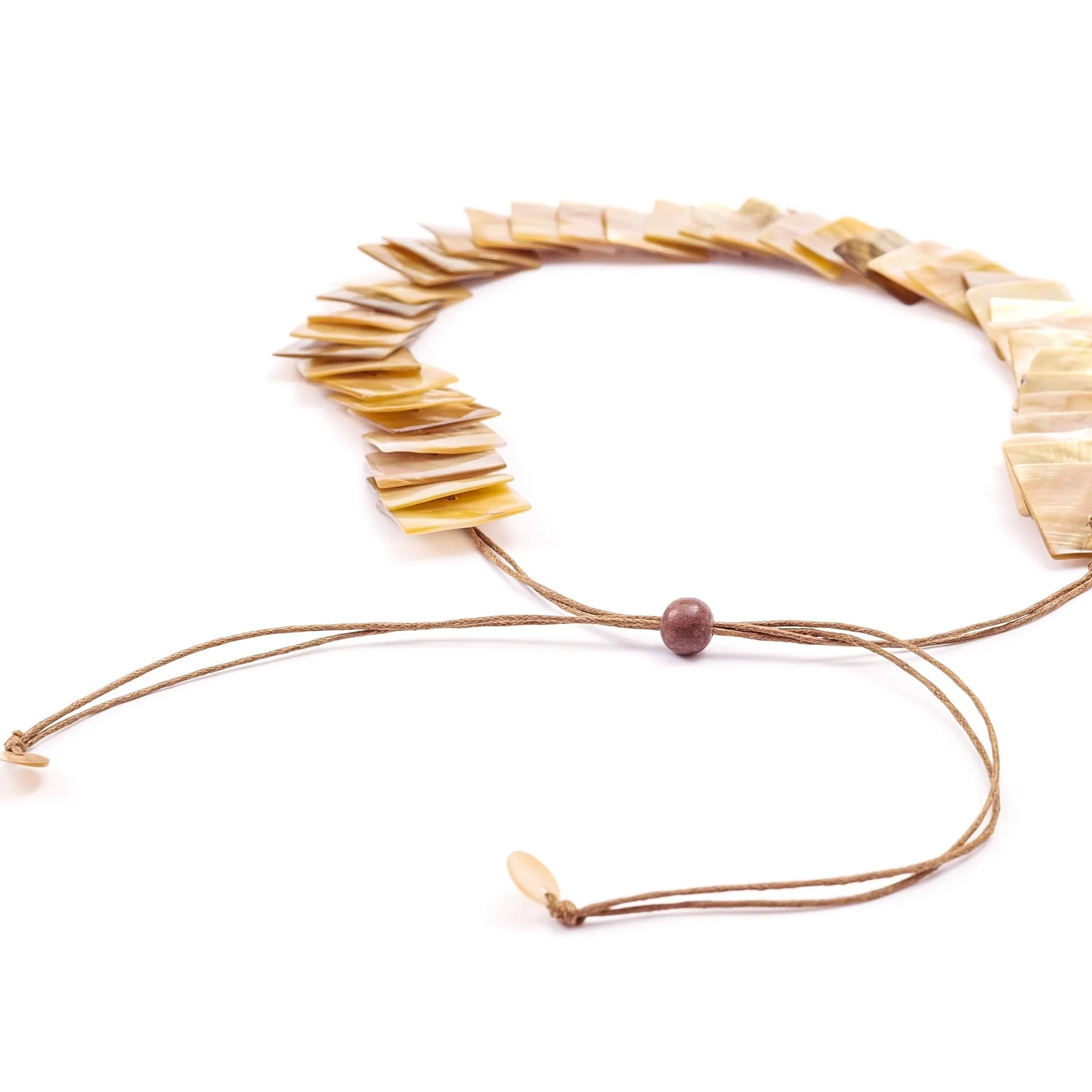Mother of Pearl Long Necklace - Playa Nude Brown