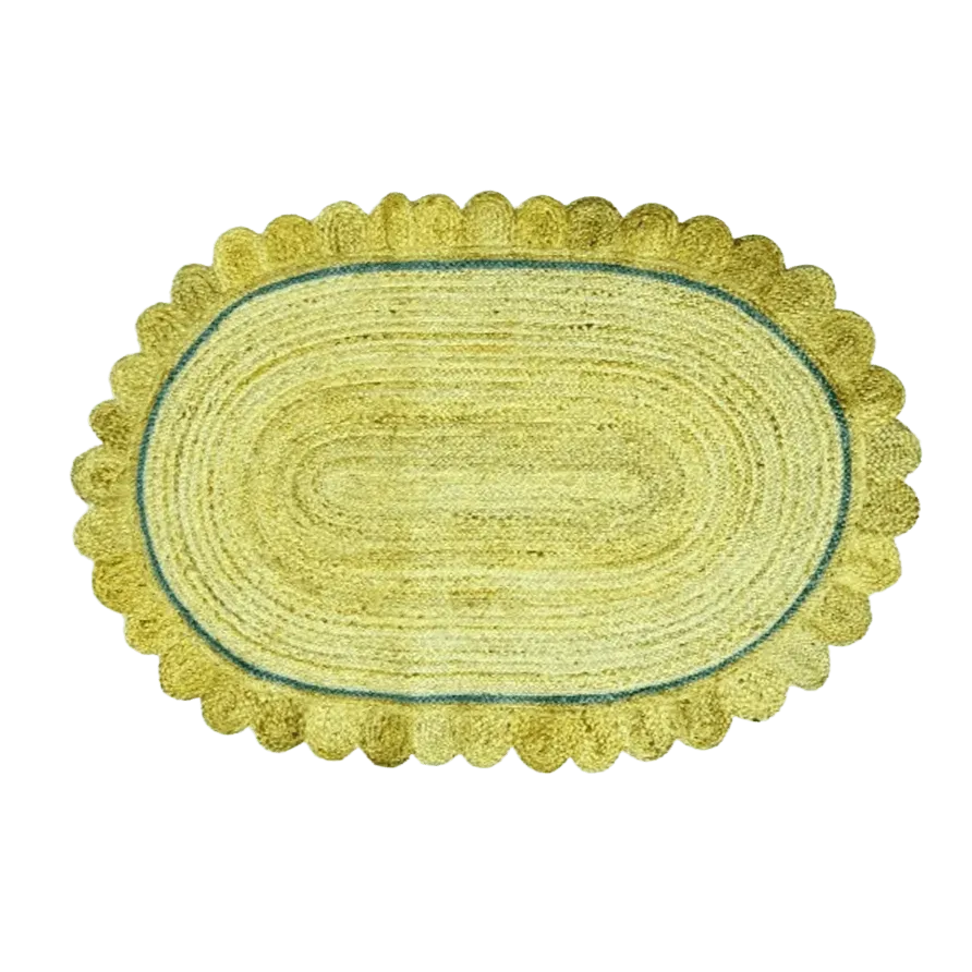 Mustard Scalloped Jute Rug
