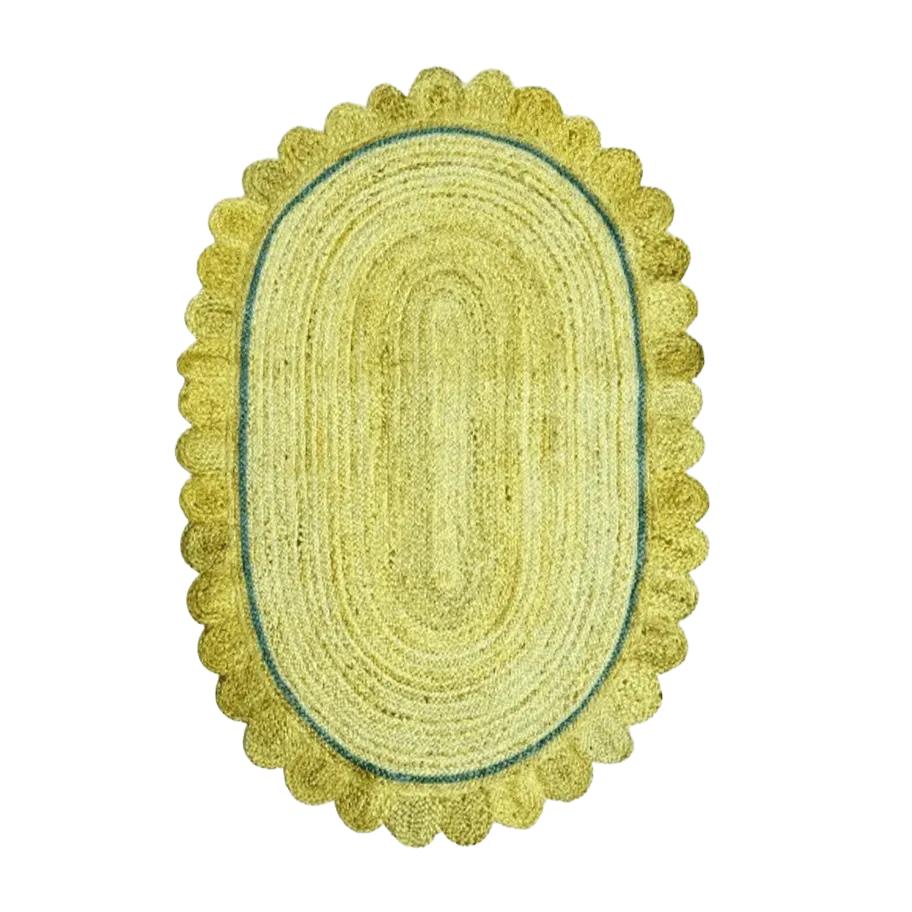 Mustard Scalloped Jute Rug