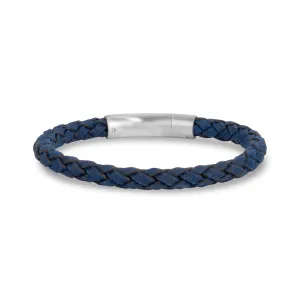 Navy Blue Leather Bracelet | 6MM