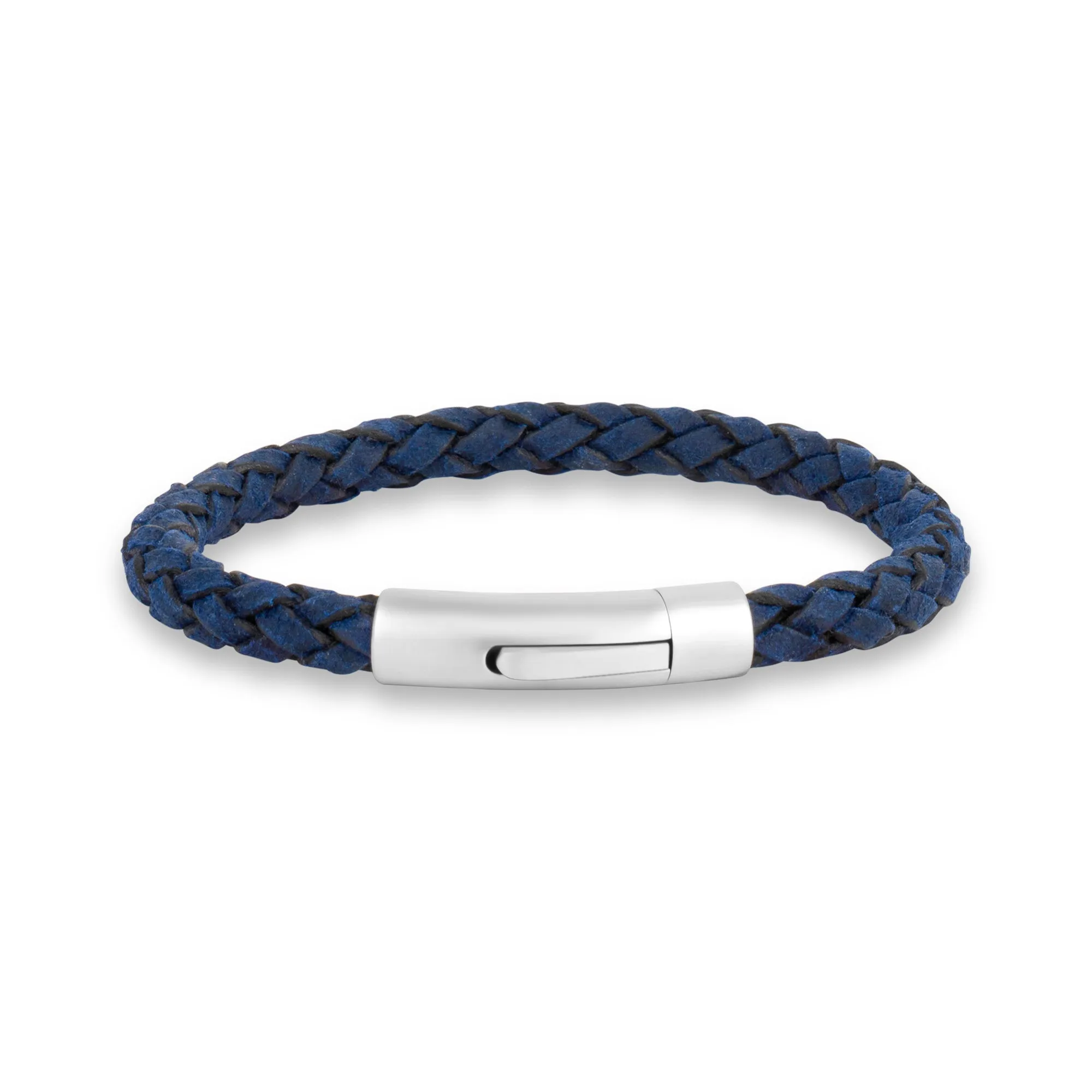 Navy Blue Leather Bracelet | 6MM